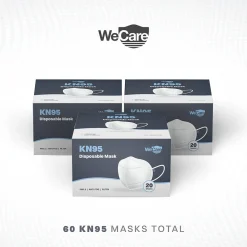 KN95 Disposable Face Mask, Adult, White, 20 Masks/Box, 3 Boxes/Pack (TBN202718)<WeCare