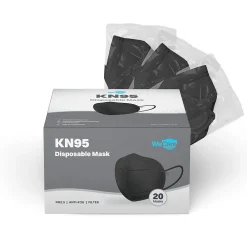 KN95 Disposable Face Mask, Adult, Black, 20 Masks/Box, 3 Boxes/Pack (TBN202934)<WeCare Hot