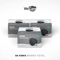 KN95 Disposable Face Mask, Adult, Black, 20 Masks/Box, 3 Boxes/Pack (TBN202934)<WeCare Hot