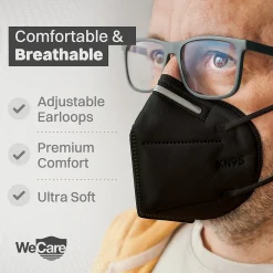KN95 Disposable Face Mask, Adult, Black, 20 Masks/Box, 3 Boxes/Pack (TBN202934)<WeCare Hot