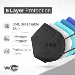 KN95 Disposable Face Mask, Adult, Black, 20 Masks/Box, 3 Boxes/Pack (TBN202934)<WeCare Hot