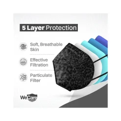 WeCare Leopard Print Disposable KN95 Fabric Face Masks, One Size, Assorted Colors, 20/Pack (WMN100121)