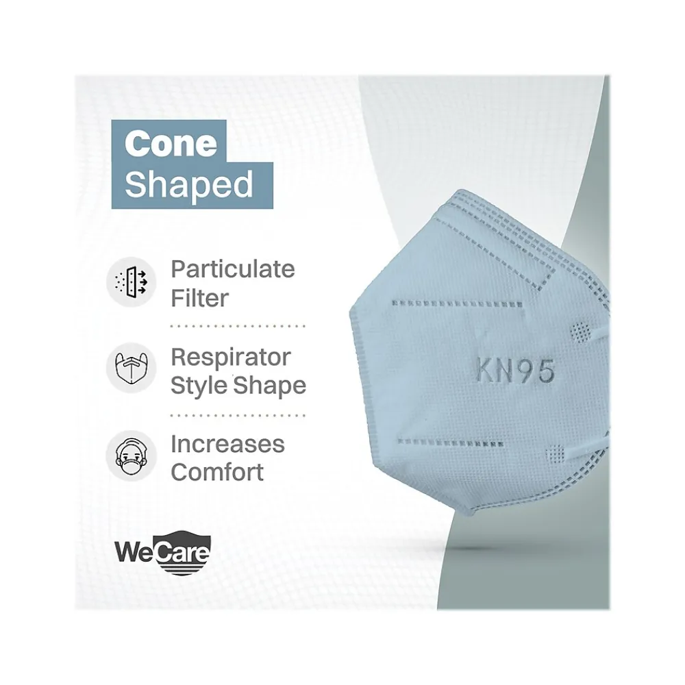 WeCare Ocean Tones Disposable KN95 Fabric Face Masks, One Size, Assorted Colors, 20/Pack (WMN100123)
