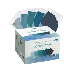 WeCare Ocean Tones Disposable KN95 Fabric Face Masks, One Size, Assorted Colors, 20/Pack, 3 Packs/Carton (TBN203257)
