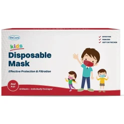 WeCare 3-ply Disposable Face Mask, Kids, Red, 50/Box (WMN100029)
