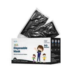 WeCare 3-ply Disposable Face Mask, Individually Wrapped Kids, Black, 50/Box (WMN100031)