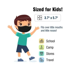 WeCare 3-ply Disposable Face Mask, Individually Wrapped Kids, Black, 50/Box (WMN100031)