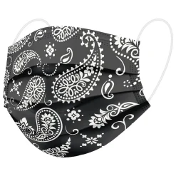 WeCare 3-ply Disposable Face Masks, Individually Wrapped, Adult, Red Bandana/Black Bandana, 50/Box (WMN100069)