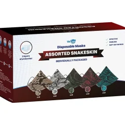 WeCare 3-ply Disposable Face Masks, Individually Wrapped, Adult, Assorted Snakeskin Prints, 50/Box (WMN100077)