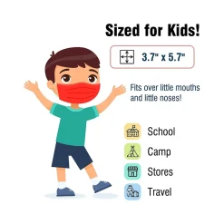 WeCare 3-ply Disposable Face Masks, Variety Pack, Kids, Assorted Colors, 50/Box (WMN100027)