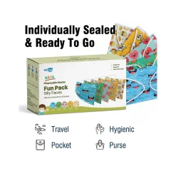 WeCare 3-ply Disposable Face Masks, Kids, Assorted Silly Face Designs, 50/Box (WMN100098)