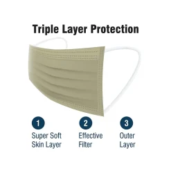 WeCare 3-ply Disposable Face Masks, Kids, Assorted Earth Tones, 50/Box (WMN100094)