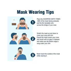 WeCare 3-ply Disposable Face Masks, Kids, Assorted Earth Tones, 50/Box (WMN100094)