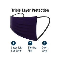 WeCare 3-ply Disposable Face Mask, Kids, Assorted Jewel Tones, 50/Box (WMN100095)