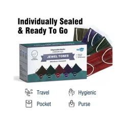 WeCare 3-ply Disposable Face Mask ,Adult, Assorted Jewel Tones, 50/Box (WMN100091)