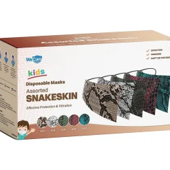 WeCare 3-ply Disposable Face Masks, Kids, Assorted Snakeskin, 50/Box (WMN100105)