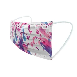 WeCare 3-ply Disposable Face Masks, Adult, Assorted Watercolor Designs, 50/Pack (WMN100081)