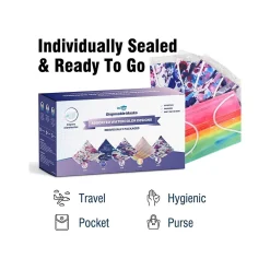 WeCare 3-ply Disposable Face Masks, Adult, Assorted Watercolor Designs, 50/Pack (WMN100081)