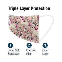 WeCare 3-ply Disposable Face Masks, Kids, Assorted Unicorn Designs, 50/Box (WMN100117)