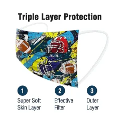 WeCare 3-ply Disposable Face Masks, Kids, Assorted Sports Deisgns, 50/Box (WMN100118)