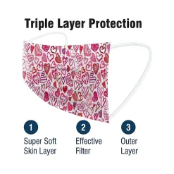 WeCare 3-ply Disposable Face Masks, Kids, Assorted Crayon Art Designs, 50/Box (WMN100116)