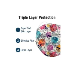 WeCare 3-ply Ear Loop Disposable Face Mask, Adult, Skulls, Combo Pack 50/Box (WMN100099)