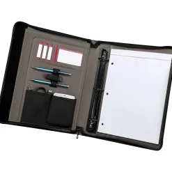 Venture Vinyl Padfolio with Zipper Closure, Black (601389)<Wenger Sale