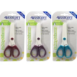 Scissors|Westcott 5" Plastic Kid's Scissors, Blunt Tip, Assorted Colors, 12/Pack (ACM15315-12)