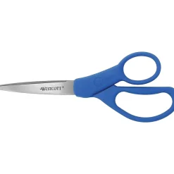 Scissors|Westcott All Purpose Preferred 8" Stainless Steel Scissors, Pointed Tip, Blue (41218)