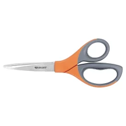 Scissors|Westcott Elite 8" Stainless Steel Scissors, Pointed Tip, Orange/Gray (41318)