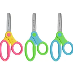 Scissors|Westcott For Kids 5" Stainless Steel Kid's Scissors, Pointed Tip, Assorted Colors, 4/Bundle (ACM14596)