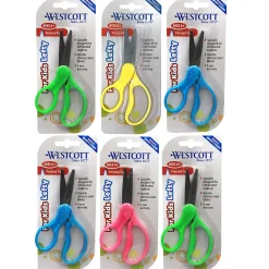 Scissors|Westcott School Left-Handed 5" Kids Stainless Steel Scissors, Assorted Colors, Pack of 6 (ACM13178-6)