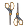 Scissors|Westcott Titanium Bonded 8" Titanium Heavy Duty General Purpose Scissor, Sharp Tip, Gray/Yellow, 2/Pack (13901)