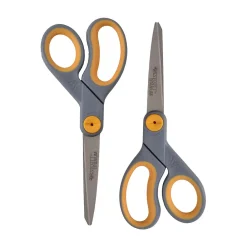 Scissors|Westcott Titanium Bonded 8" Titanium Heavy Duty General Purpose Scissor, Sharp Tip, Gray/Yellow, 2/Pack (13901)