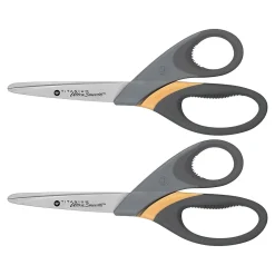 Scissors|Westcott Titanium Bonded UltraSmooth 8" Heavy Duty Scissors, Blunt Tip, Gray/Yellow, 2/Pack (14107)