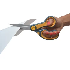 Scissors|Westcott Titanium Bonded Non-Stick 8" Scissors, Adjustable Glide, Pointed Tip, Gray/Yellow (14849)
