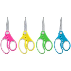 Scissors|Westcott United Junior 5" Stainless Steel Kid's Scissors, Pointed Tip, Assorted, 12/Pack (ACM15972)