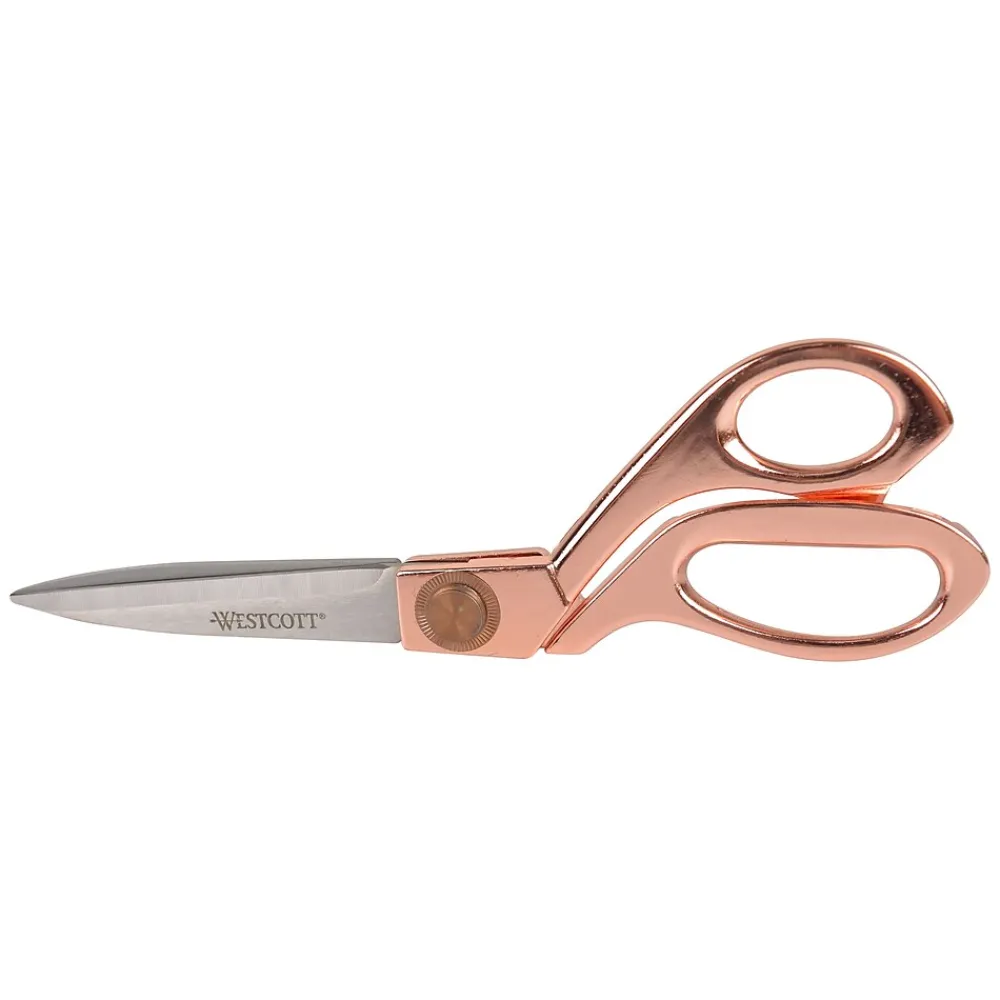 Scissors|Acme United Westcott® Vintage 8" Stainless Steel Heavy Duty Scissors, Pointed Tip, Rose Gold Finish (16968)
