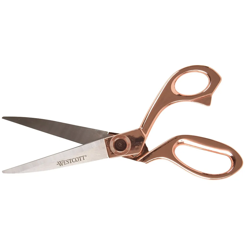 Scissors|Acme United Westcott® Vintage 8" Stainless Steel Heavy Duty Scissors, Pointed Tip, Rose Gold Finish (16968)