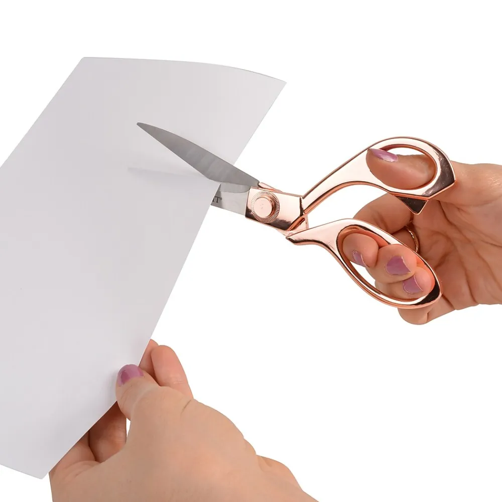 Scissors|Acme United Westcott® Vintage 8" Stainless Steel Heavy Duty Scissors, Pointed Tip, Rose Gold Finish (16968)