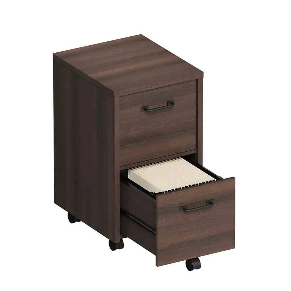 File Cabinets*Whalen Dulzura 2-Drawer Mobile Vertical File Cabinet, Letter/Legal Size, 29.25"H x 17"W x 20"D, Dark Brown (SPUS-DZMF-DBM)