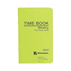 Accounting & Record Journals*Wilson Jones Foreman's Time Book, 4.25" x 6.8", Green, 36 Sheets/Book (S802)