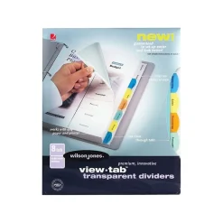 Dividers|Wilson Jones ® View-Tab® Transparent Dividers, 8-Tab Set, Multicolor (W55067)