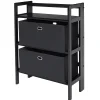 Bookcases*Winsome Torino 3-Pc Folding Bookcase w/ Fabric Baskets, Black/Black (20306)