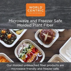 World Centric Fiber Trays, PLA Lined, PFAS Free, 8.2 x 5.7 x 0.7, Natural, 500/Carton