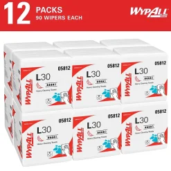 GeneralClean L30 Durable Fibers Cleaning Wipers, 12" x 12.5", White, 90 Wipers/Box, 12/Carton (05812)<WypAll Discount