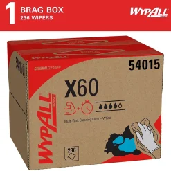 GeneralClean X60 Fabric Cleaning Wipers, 12.5", White, 236 Wipers/Box (54015)<WypAll Clearance