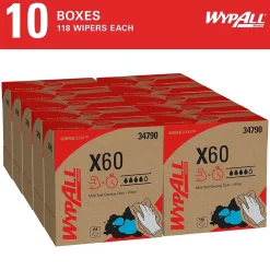 GeneralClean X60 Fabric Cleaning Wipers, 16.8" x 9.1", White, 118 Wipers/Box, 10/Carton (34790)<WypAll Sale
