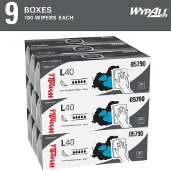 PowerClean L40 Cellulose Cleaning Wipers, 9.8" x 16.4", White, 100 Wipers/Box, 9/Carton (05790)<WypAll Discount
