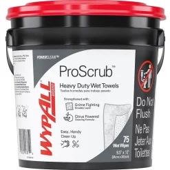 PowerClean ProScrub Fabric Cleaning Wipers, 12" x 9.5", Green, 75 Wipers/Box, 6/Carton (91371)<WypAll Outlet